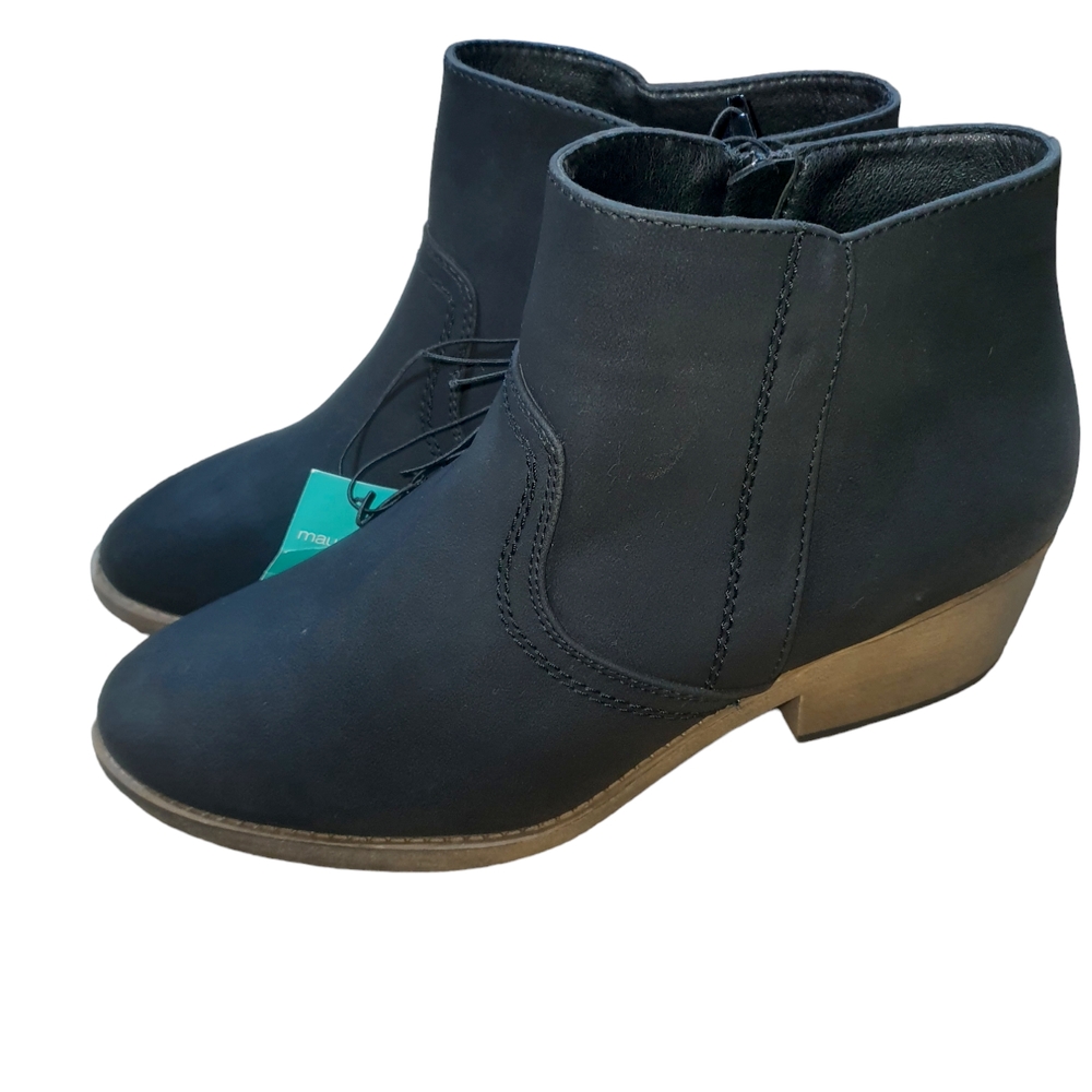 Maurices Black Ankle Boots with Low Heel and Slip-On Design